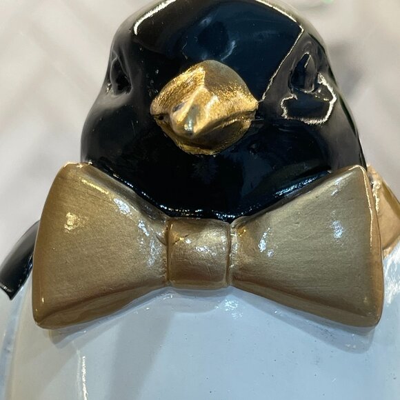 MacKenzie-Childs Courtly Check Tabletop Penguin – 11" Resin Holiday Figure-NEW - Picture 11 of 14
